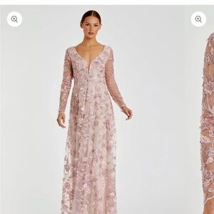 Mac Duggal NWTs Blush Long Sleeve Lace Gown